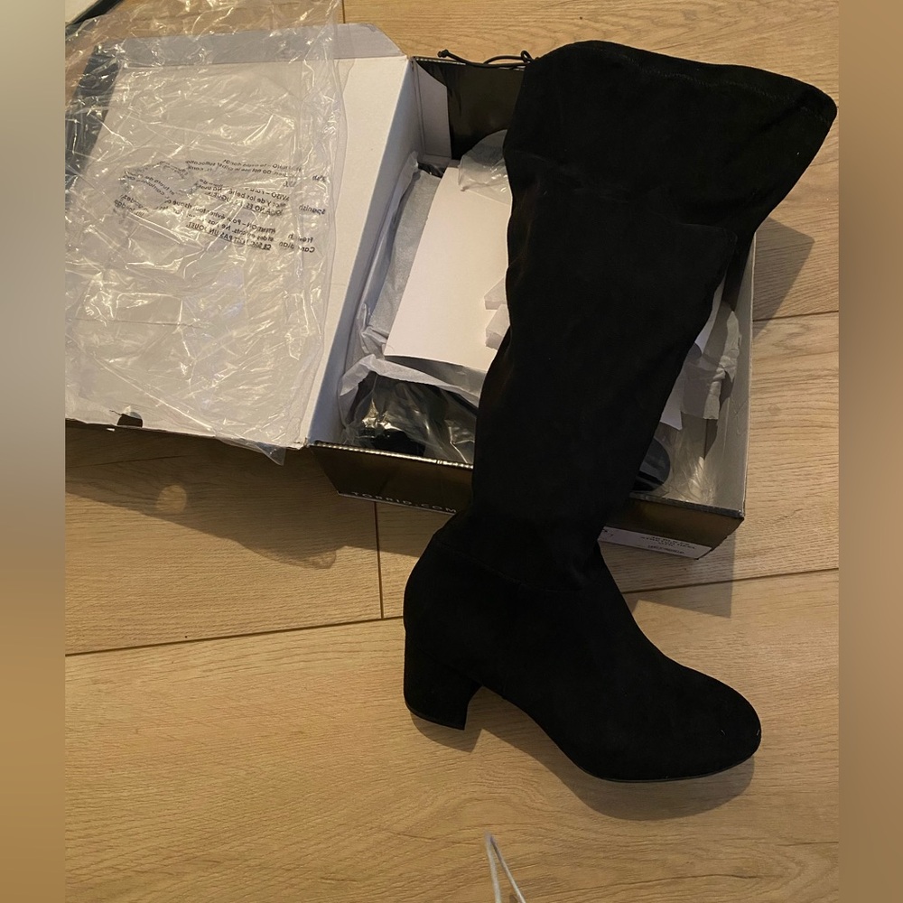 Torrid wide calf over the knee boots black suede like